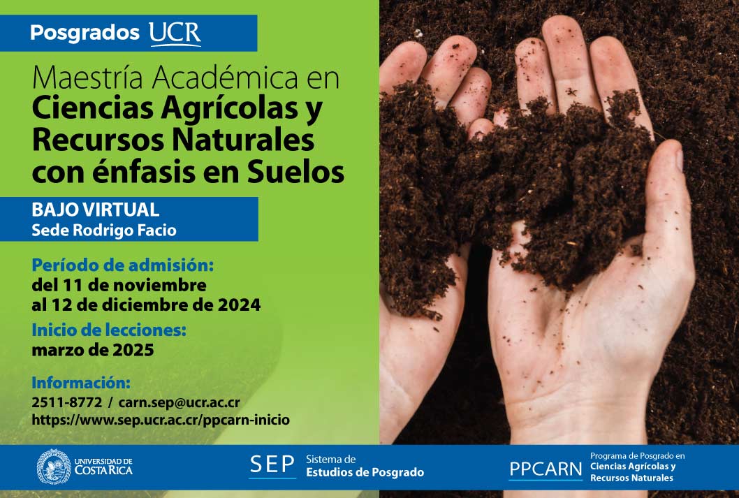 Admisión a la Maestría en Ciencias Agrícolas con énfasis en suelos para 2025.